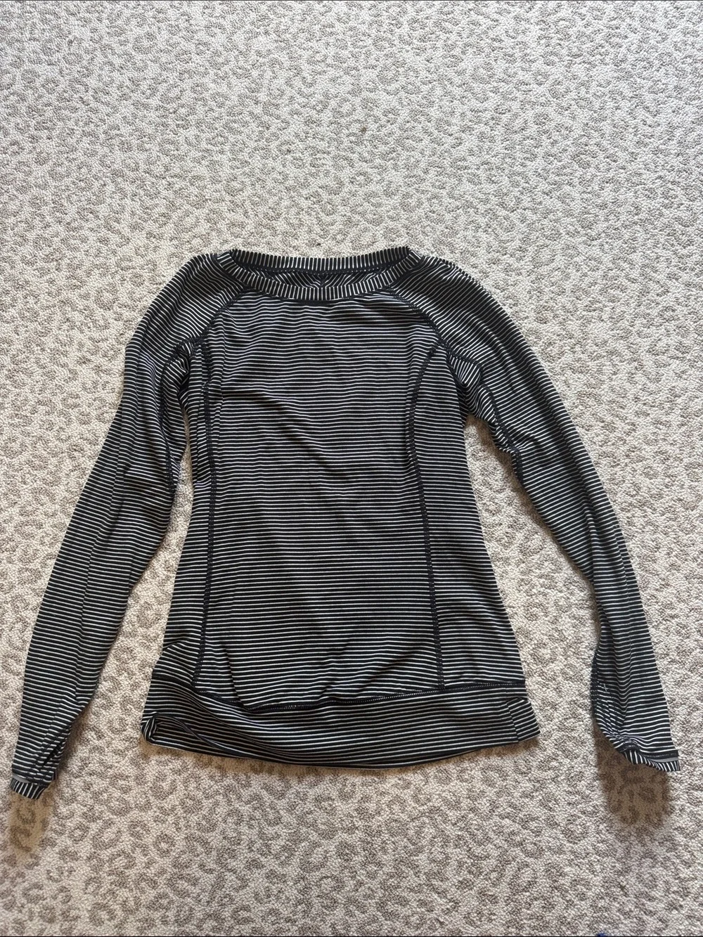 lululemon athletica Black and White Striped Long-Sleeve Tee